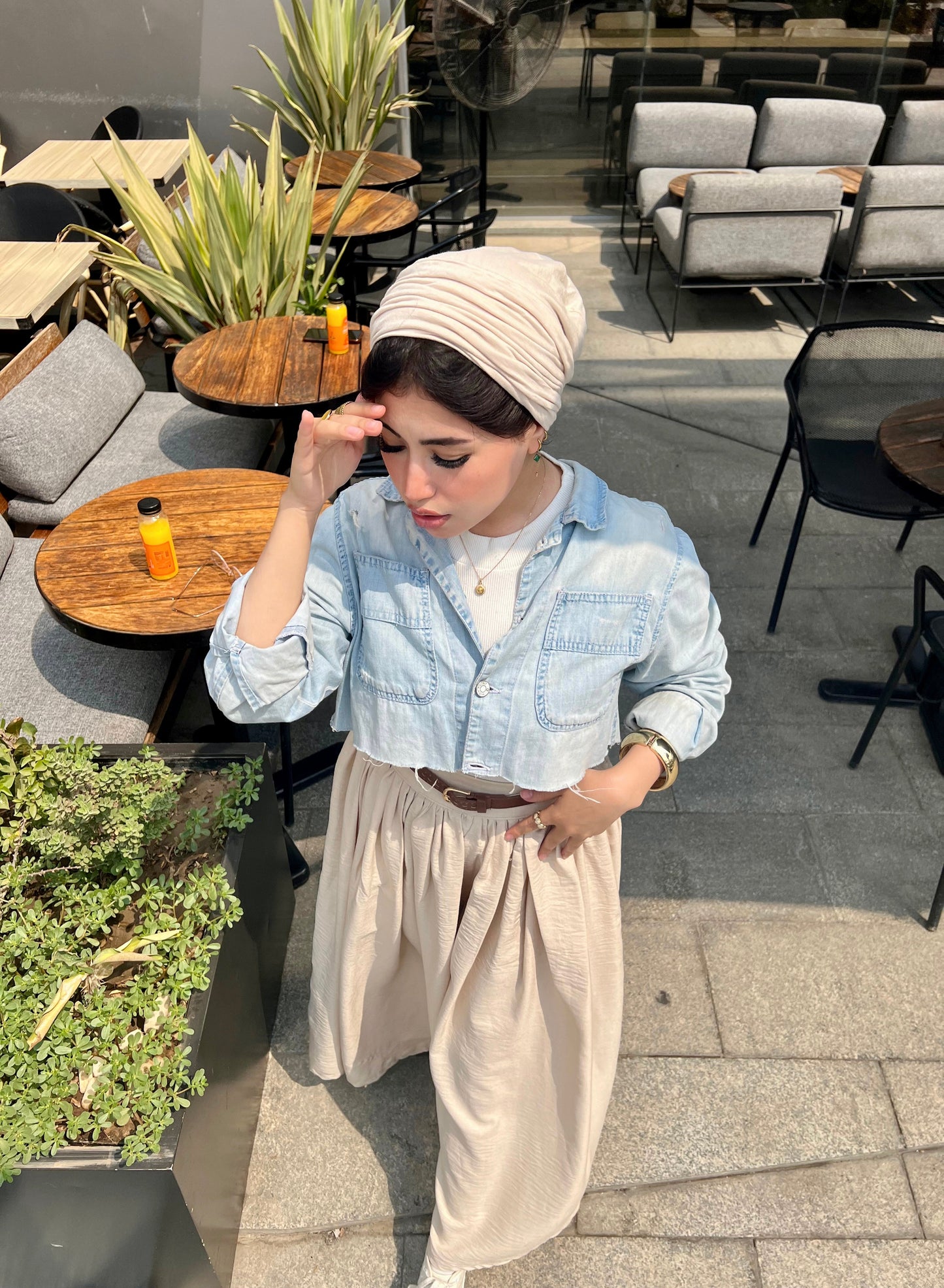 linen skirt & With ruffles