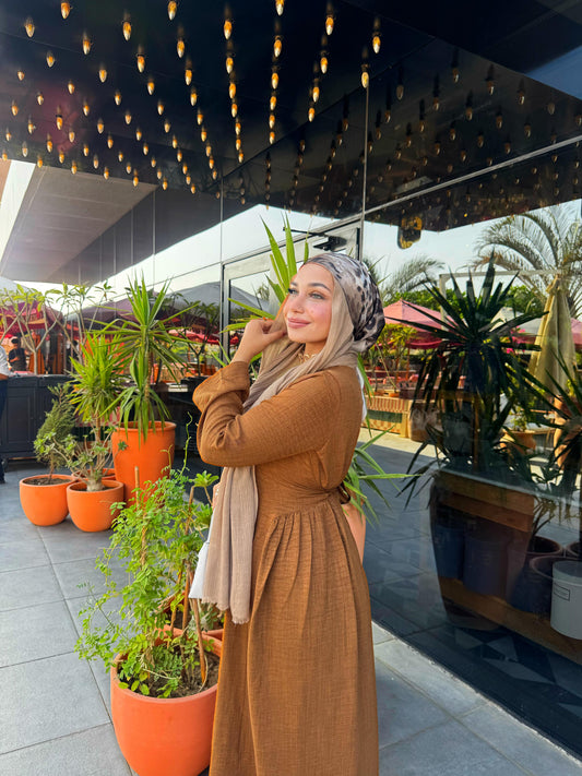 Linen Dress with Side Slits & Belt