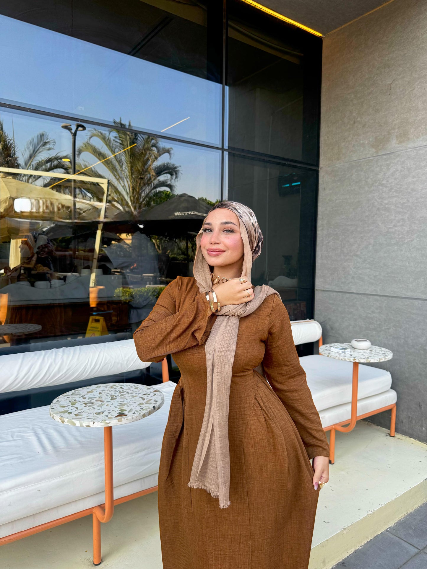Linen Dress with Side Slits & Belt