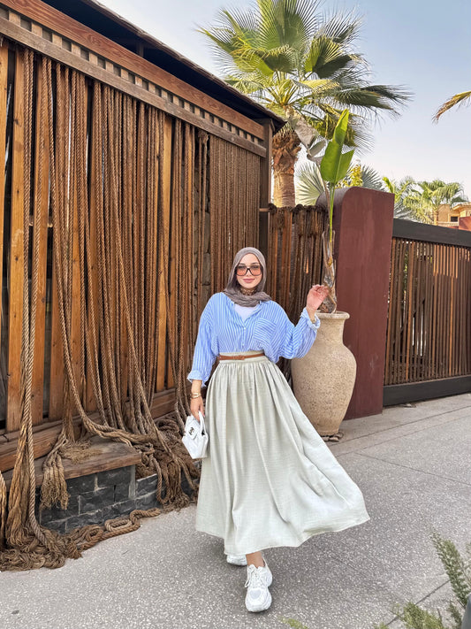 linen skirt & With ruffles
