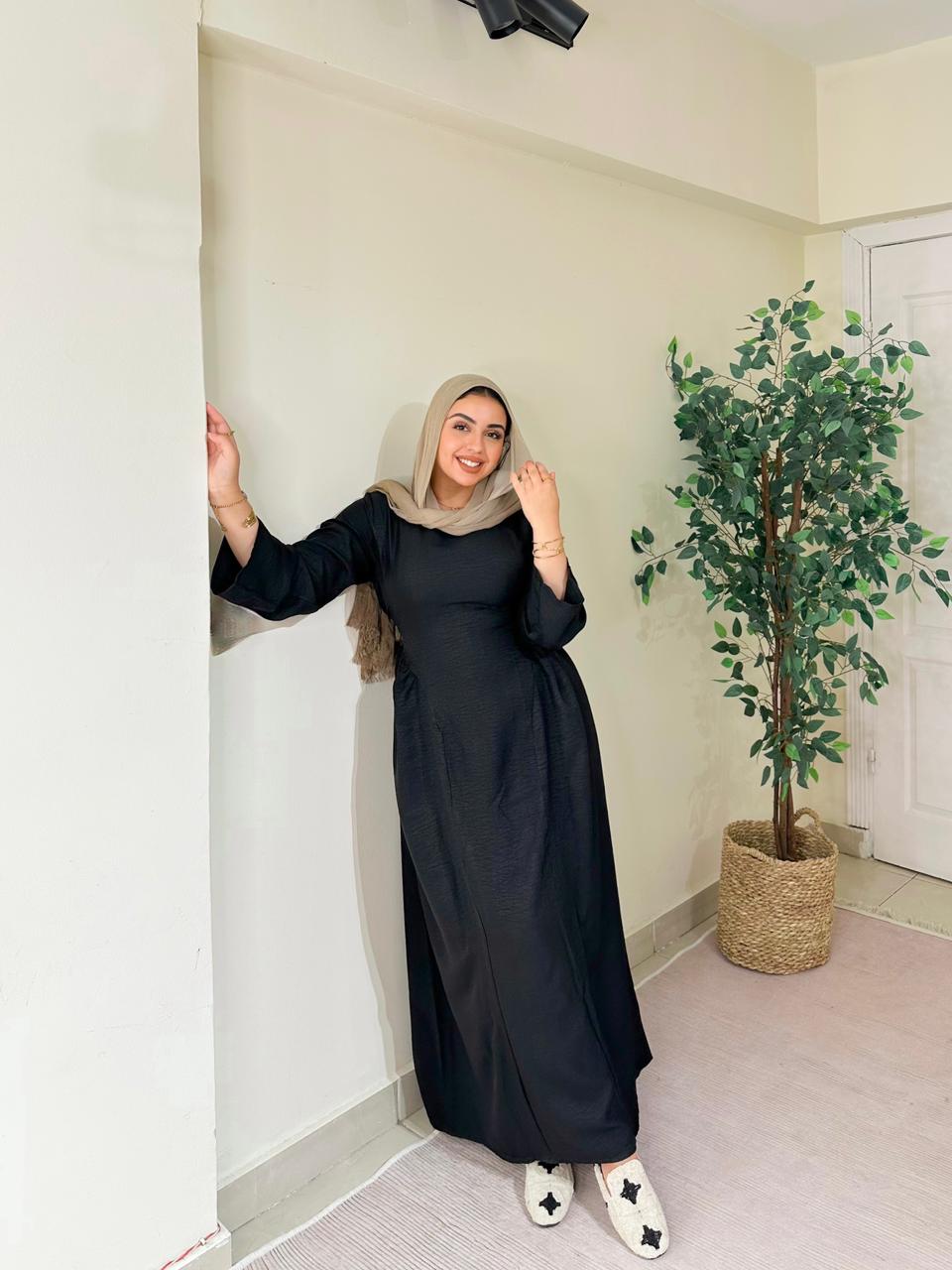 Linen Dress with Side Slits & Belt