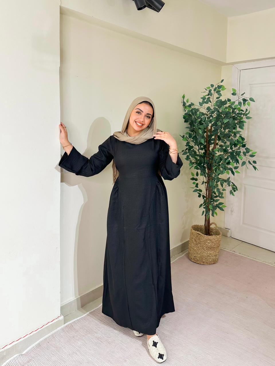 Linen Dress with Side Slits & Belt