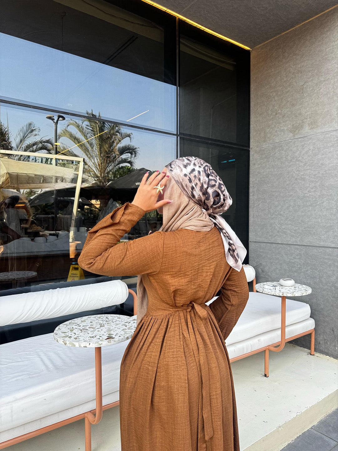 Linen Dress with Side Slits & Belt