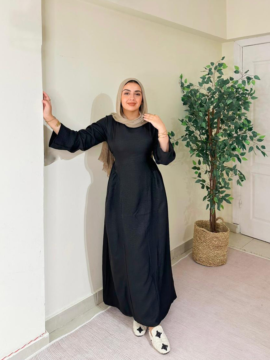 Linen Dress with Side Slits & Belt