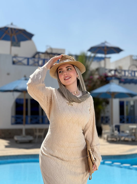 Guipure Beach Dress - Beige