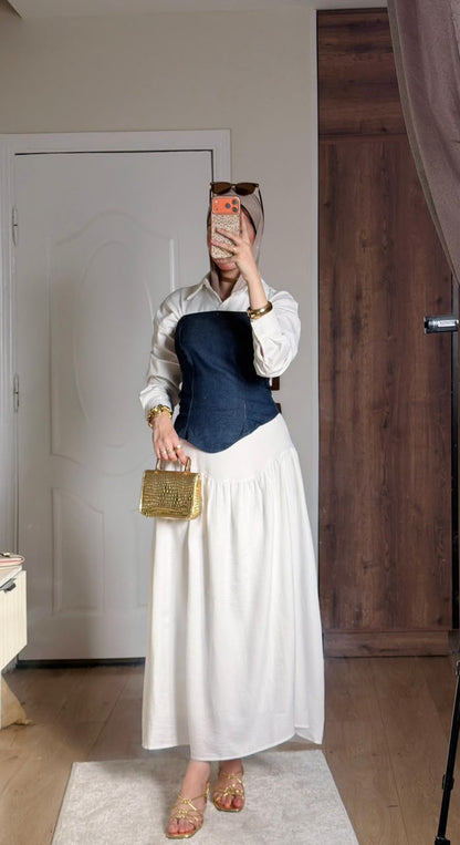 V-Shape Linen Skirt