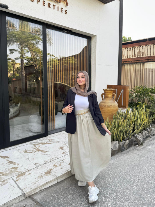 linen skirt & With ruffles