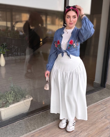 V-Shape Linen Skirt