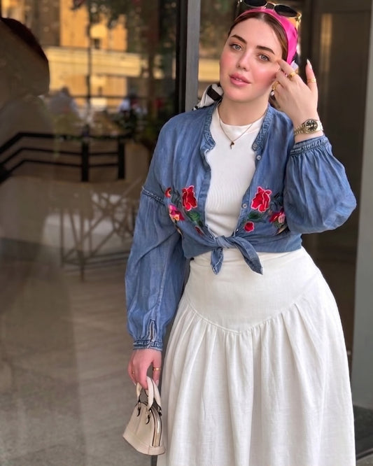V-Shape Linen Skirt